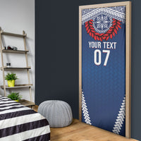 Manu Samoa Rugby Custom Navy Blue Door Cover ʻIe Toga Pattern With Red Ula fala LT7 - Polynesian Pride
