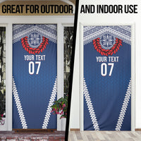 Manu Samoa Rugby Custom Navy Blue Door Cover ʻIe Toga Pattern With Red Ula fala LT7 - Polynesian Pride