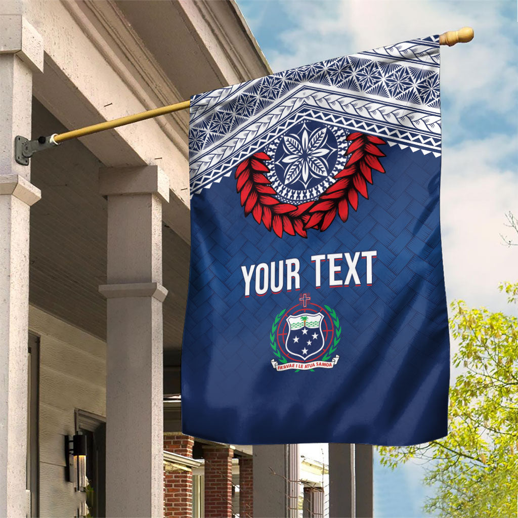 Manu Samoa Rugby Custom Navy Blue Garden Flag ʻIe Toga Pattern With Red Ula fala LT7 House Flag Navy Blue - Polynesian Pride