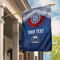 Manu Samoa Rugby Custom Navy Blue Garden Flag ʻIe Toga Pattern With Red Ula fala LT7 House Flag Navy Blue - Polynesian Pride