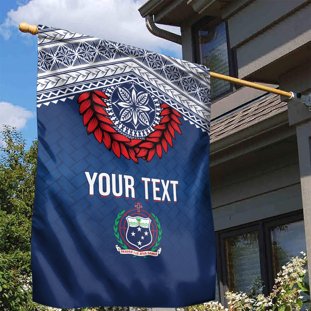 Manu Samoa Rugby Custom Navy Blue Garden Flag ʻIe Toga Pattern With Red Ula fala LT7 - Polynesian Pride