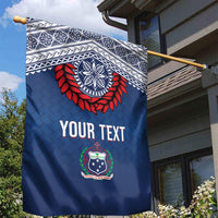 Manu Samoa Rugby Custom Navy Blue Garden Flag ʻIe Toga Pattern With Red Ula fala LT7 - Polynesian Pride