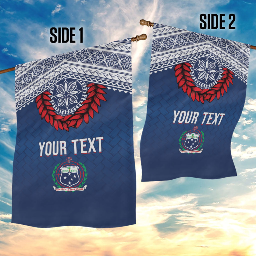 Manu Samoa Rugby Custom Navy Blue Garden Flag ʻIe Toga Pattern With Red Ula fala LT7 - Polynesian Pride