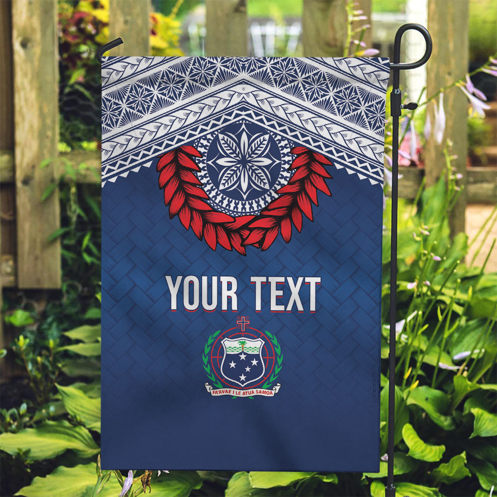 Manu Samoa Rugby Custom Navy Blue Garden Flag ʻIe Toga Pattern With Red Ula fala LT7 Garden Flag Navy Blue - Polynesian Pride