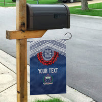 Manu Samoa Rugby Custom Navy Blue Garden Flag ʻIe Toga Pattern With Red Ula fala LT7 - Polynesian Pride