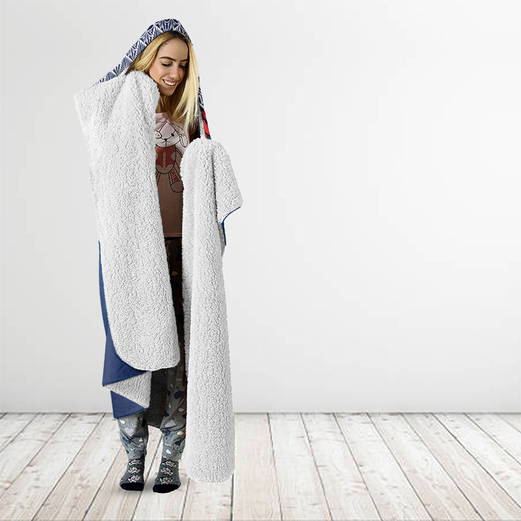 Manu Samoa Rugby Custom Navy Blue Hooded Blanket ʻIe Toga Pattern With Red Ula fala LT7 - Polynesian Pride
