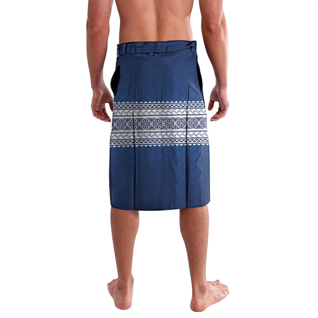 Manu Samoa Rugby Custom Navy Blue Lavalava ʻIe Toga Pattern With Red Ula fala LT7 - Polynesian Pride
