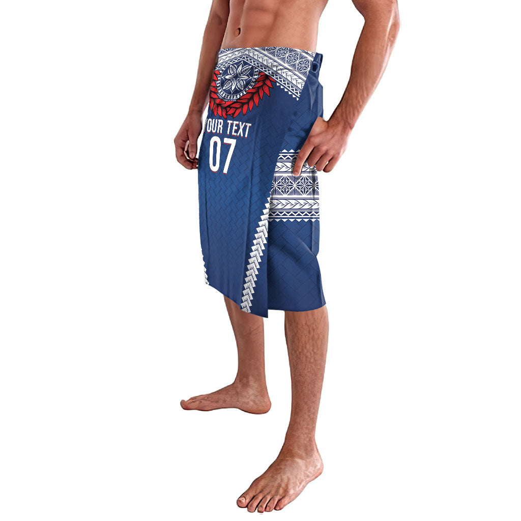 Manu Samoa Rugby Custom Navy Blue Lavalava ʻIe Toga Pattern With Red Ula fala LT7 - Polynesian Pride