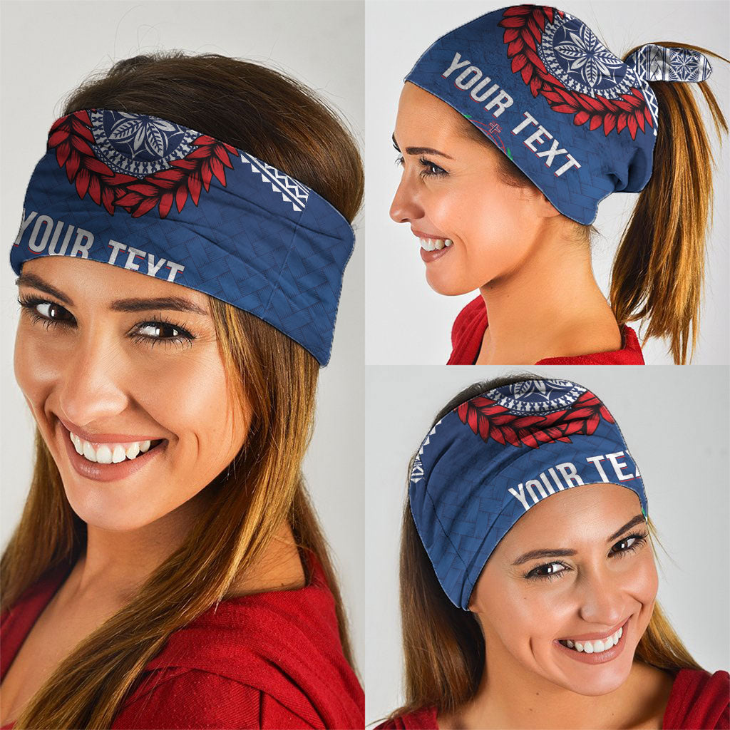 Manu Samoa Rugby Custom Navy Blue Neck Gaiter ʻIe Toga Pattern With Red Ula fala LT7 - Polynesian Pride