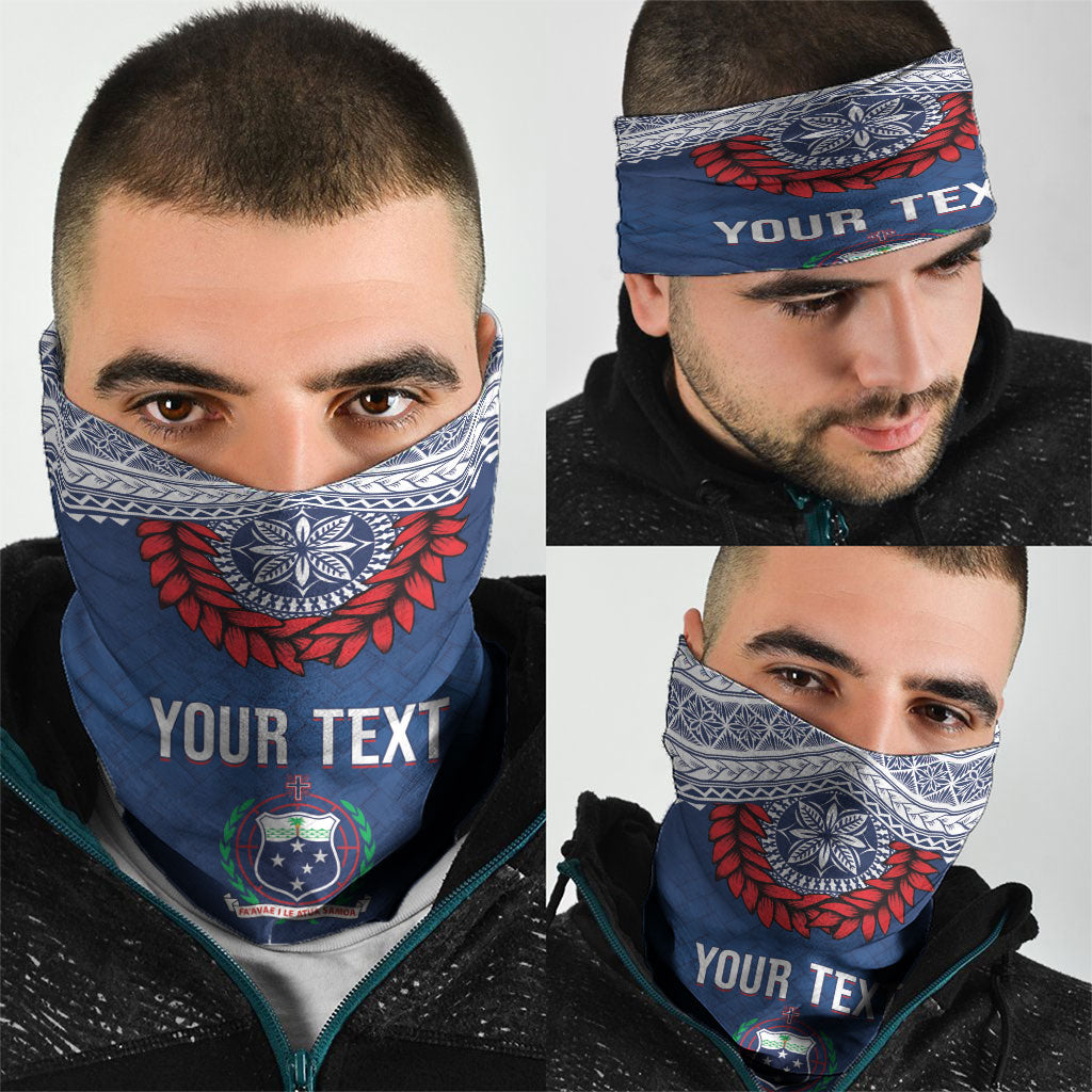 Manu Samoa Rugby Custom Navy Blue Neck Gaiter ʻIe Toga Pattern With Red Ula fala LT7 - Polynesian Pride
