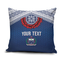 Manu Samoa Rugby Custom Navy Blue Pillow Cover ʻIe Toga Pattern With Red Ula fala LT7 Navy Blue - Polynesian Pride