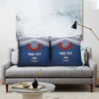 Manu Samoa Rugby Custom Navy Blue Pillow Cover ʻIe Toga Pattern With Red Ula fala LT7 - Polynesian Pride