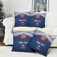 Manu Samoa Rugby Custom Navy Blue Pillow Cover ʻIe Toga Pattern With Red Ula fala LT7 - Polynesian Pride