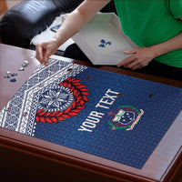 Manu Samoa Rugby Custom Navy Blue Puzzle ʻIe Toga Pattern With Red Ula fala LT7 - Polynesian Pride