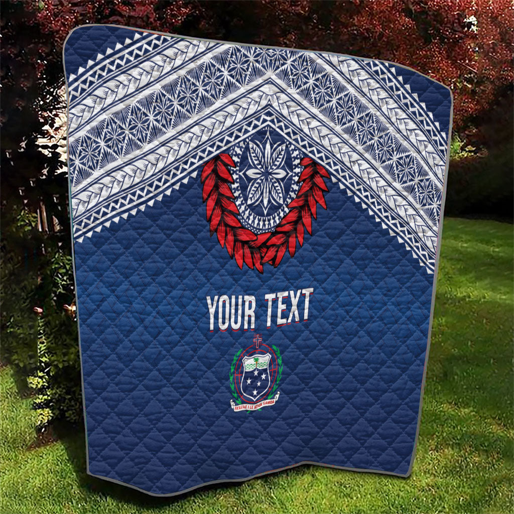Manu Samoa Rugby Custom Navy Blue Quilt ʻIe Toga Pattern With Red Ula fala LT7 - Polynesian Pride