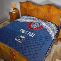 Manu Samoa Rugby Custom Navy Blue Quilt ʻIe Toga Pattern With Red Ula fala LT7 - Polynesian Pride