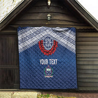 Manu Samoa Rugby Custom Navy Blue Quilt ʻIe Toga Pattern With Red Ula fala LT7 - Polynesian Pride