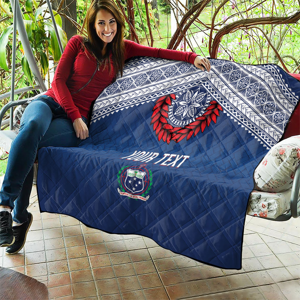Manu Samoa Rugby Custom Navy Blue Quilt ʻIe Toga Pattern With Red Ula fala LT7 - Polynesian Pride