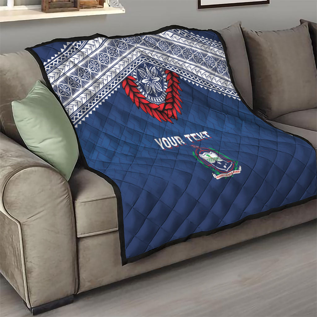 Manu Samoa Rugby Custom Navy Blue Quilt ʻIe Toga Pattern With Red Ula fala LT7 - Polynesian Pride
