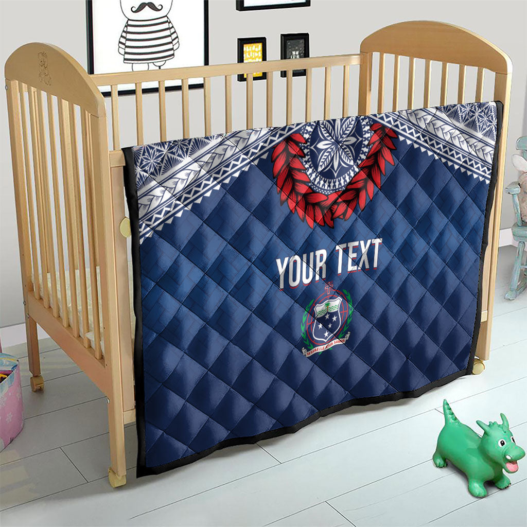 Manu Samoa Rugby Custom Navy Blue Quilt ʻIe Toga Pattern With Red Ula fala LT7 - Polynesian Pride