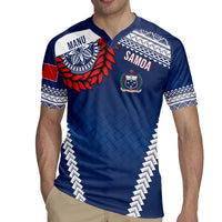 Manu Samoa Rugby Custom Navy Blue Rugby Jersey ʻIe Toga Pattern With Red Ula fala LT7 - Polynesian Pride