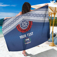 Manu Samoa Rugby Custom Navy Blue Sarong ʻIe Toga Pattern With Red Ula fala LT7 One Size 44 x 66 inches Navy Blue - Polynesian Pride