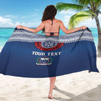 Manu Samoa Rugby Custom Navy Blue Sarong ʻIe Toga Pattern With Red Ula fala LT7 - Polynesian Pride