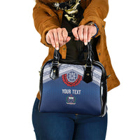 Manu Samoa Rugby Custom Navy Blue Shoulder Handbag ʻIe Toga Pattern With Red Ula fala LT7 One Size Navy Blue - Polynesian Pride