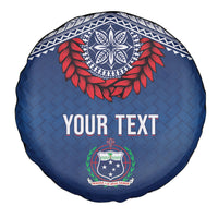 Manu Samoa Rugby Custom Navy Blue Spare Tire Cover ʻIe Toga Pattern With Red Ula fala LT7 - Polynesian Pride