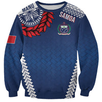 Manu Samoa Rugby Custom Navy Blue Sweatshirt ʻIe Toga Pattern With Red Ula fala