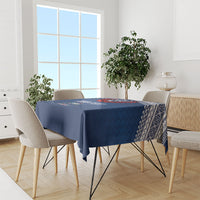 Manu Samoa Rugby Custom Navy Blue Tablecloth ʻIe Toga Pattern With Red Ula fala LT7 - Polynesian Pride