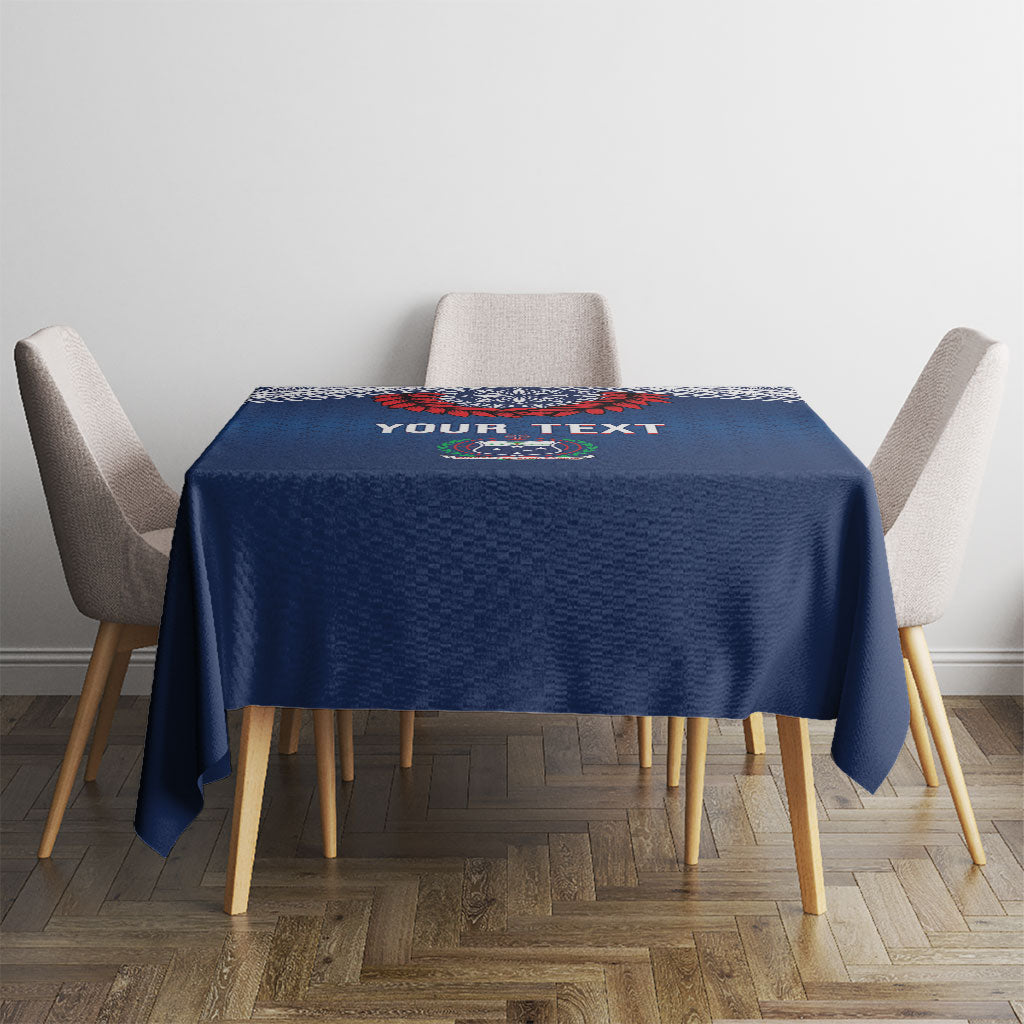 Manu Samoa Rugby Custom Navy Blue Tablecloth ʻIe Toga Pattern With Red Ula fala LT7 - Polynesian Pride