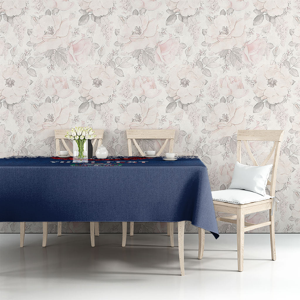 Manu Samoa Rugby Custom Navy Blue Tablecloth ʻIe Toga Pattern With Red Ula fala LT7 - Polynesian Pride