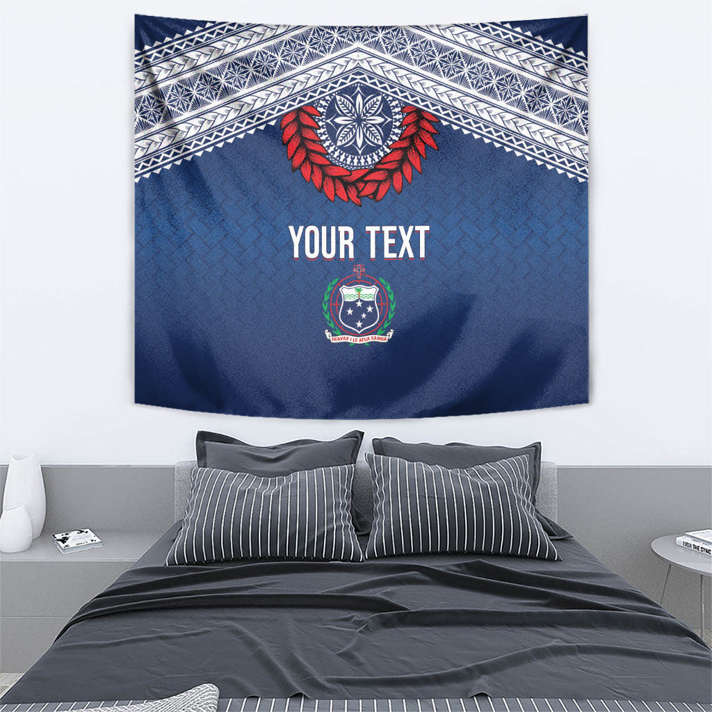 Manu Samoa Rugby Custom Navy Blue Tapestry ʻIe Toga Pattern With Red Ula fala LT7 - Polynesian Pride