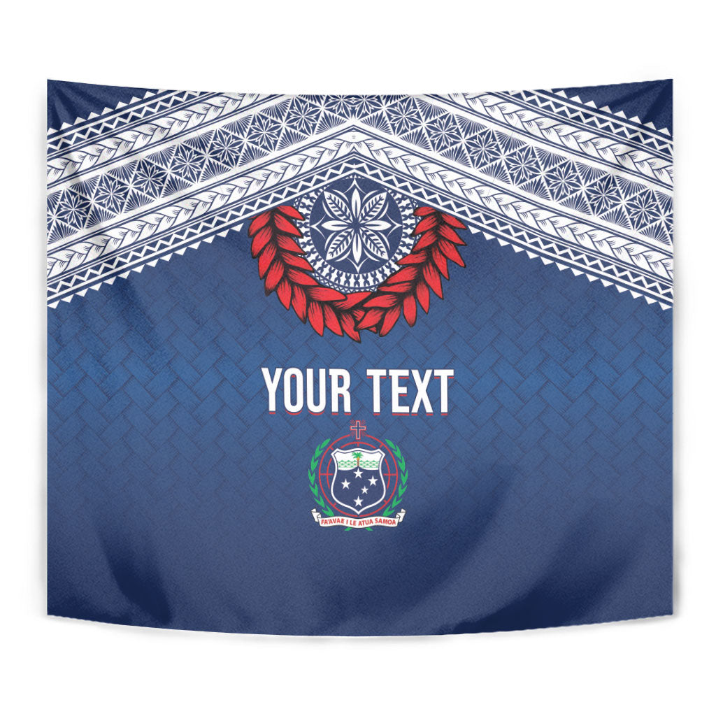 Manu Samoa Rugby Custom Navy Blue Tapestry ʻIe Toga Pattern With Red Ula fala LT7 - Polynesian Pride