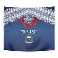 Manu Samoa Rugby Custom Navy Blue Tapestry ʻIe Toga Pattern With Red Ula fala LT7 - Polynesian Pride