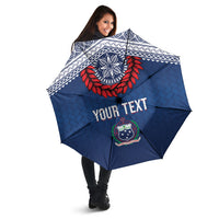 Manu Samoa Rugby Custom Navy Blue Umbrella ʻIe Toga Pattern With Red Ula fala LT7 - Polynesian Pride