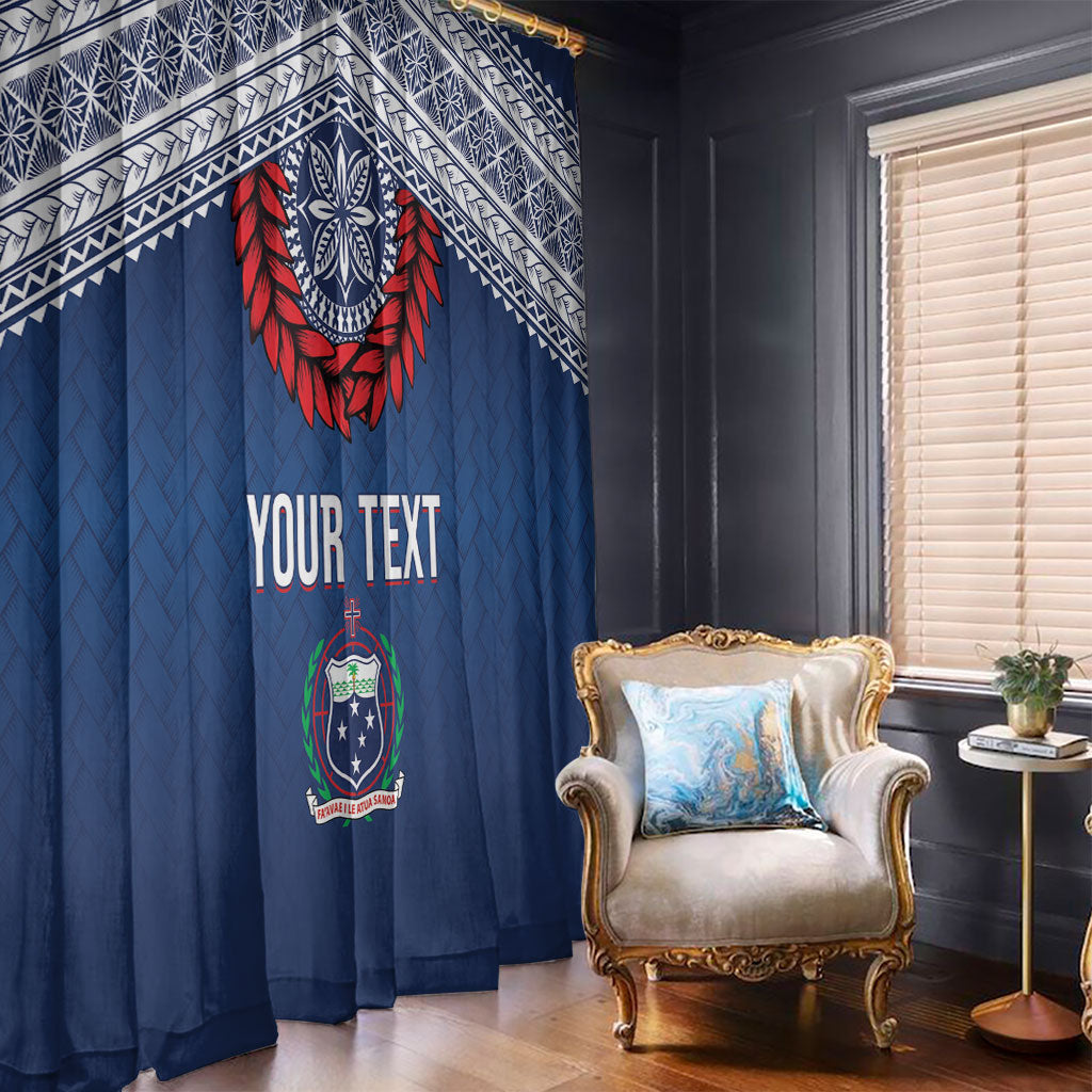 Manu Samoa Rugby Custom Navy Blue Window Curtain ʻIe Toga Pattern With Red Ula fala LT7 - Polynesian Pride