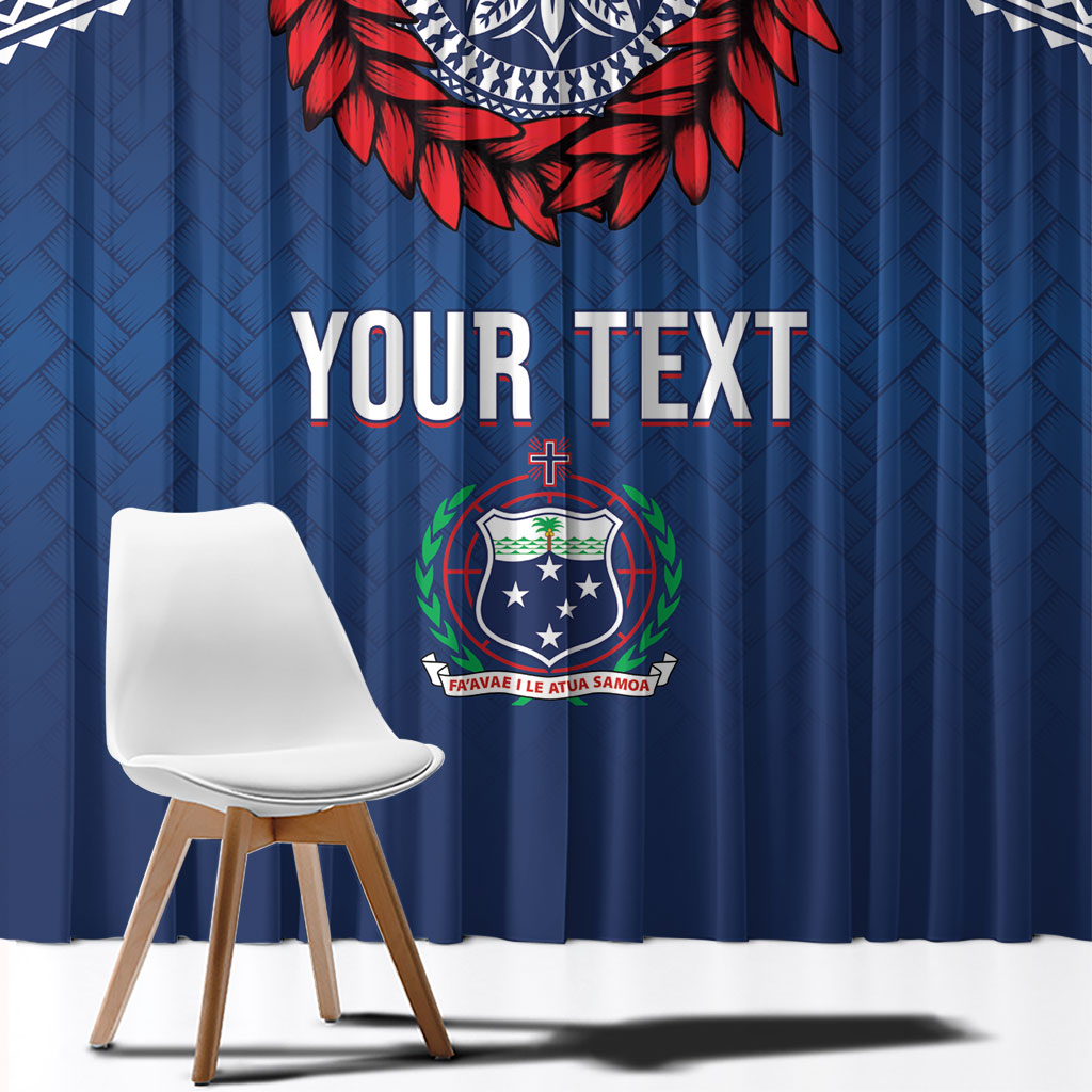 Manu Samoa Rugby Custom Navy Blue Window Curtain ʻIe Toga Pattern With Red Ula fala LT7 - Polynesian Pride