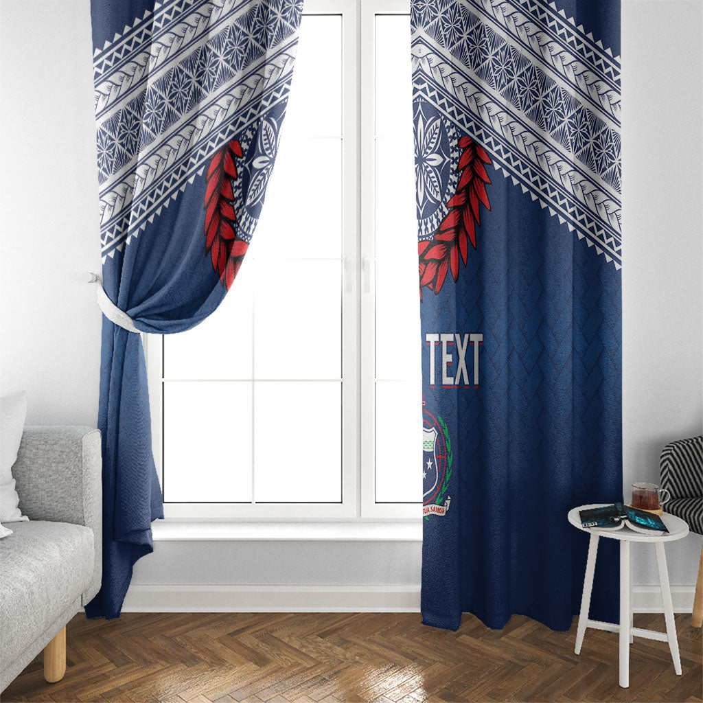 Manu Samoa Rugby Custom Navy Blue Window Curtain ʻIe Toga Pattern With Red Ula fala LT7 - Polynesian Pride