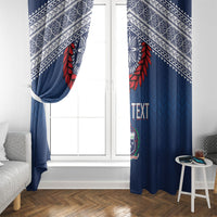 Manu Samoa Rugby Custom Navy Blue Window Curtain ʻIe Toga Pattern With Red Ula fala LT7 - Polynesian Pride