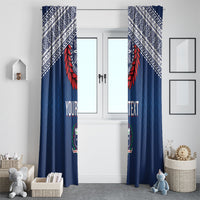 Manu Samoa Rugby Custom Navy Blue Window Curtain ʻIe Toga Pattern With Red Ula fala LT7 - Polynesian Pride