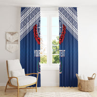 Manu Samoa Rugby Custom Navy Blue Window Curtain ʻIe Toga Pattern With Red Ula fala LT7 - Polynesian Pride