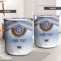 Manu Samoa Rugby Custom White Laundry Basket ʻIe Toga Pattern With Brown Ula fala LT7 - Polynesian Pride