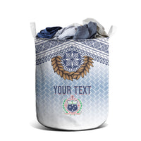 Manu Samoa Rugby Custom White Laundry Basket ʻIe Toga Pattern With Brown Ula fala LT7 - Polynesian Pride