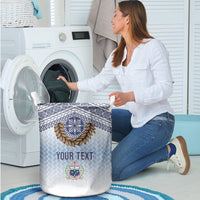 Manu Samoa Rugby Custom White Laundry Basket ʻIe Toga Pattern With Brown Ula fala LT7 - Polynesian Pride