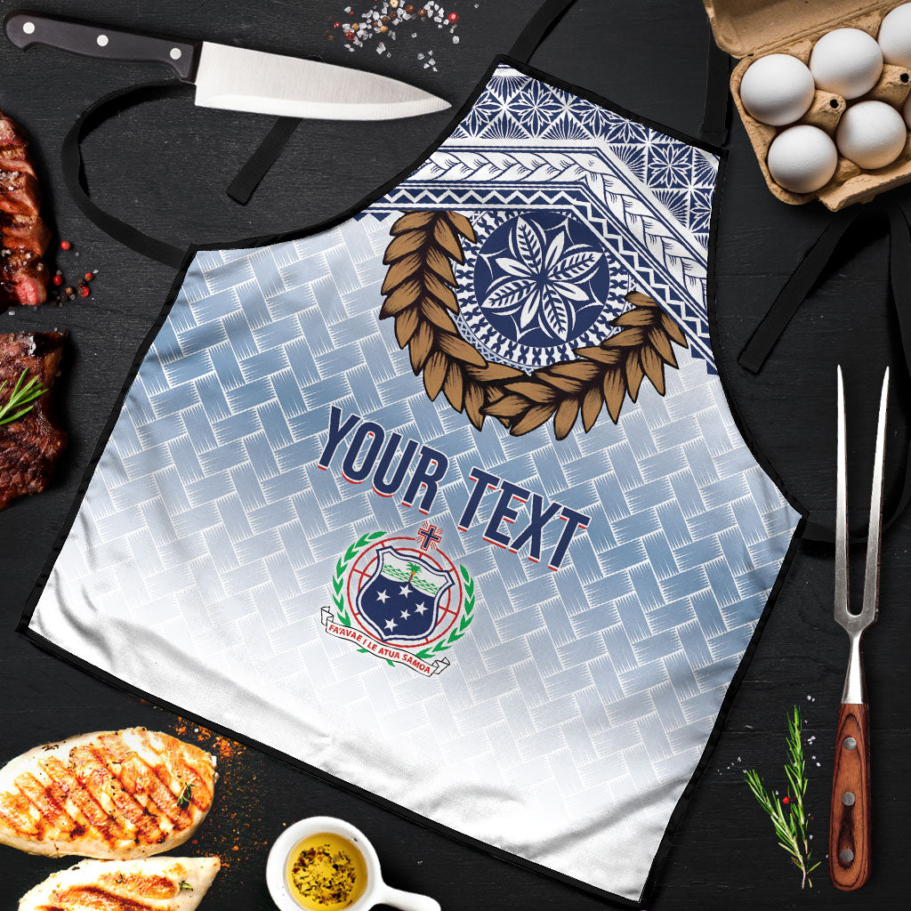Manu Samoa Rugby Custom White Apron ʻIe Toga Pattern With Brown Ula fala LT7 White - Polynesian Pride
