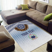 Manu Samoa Rugby Custom White Area Rug ʻIe Toga Pattern With Brown Ula fala LT7 - Polynesian Pride