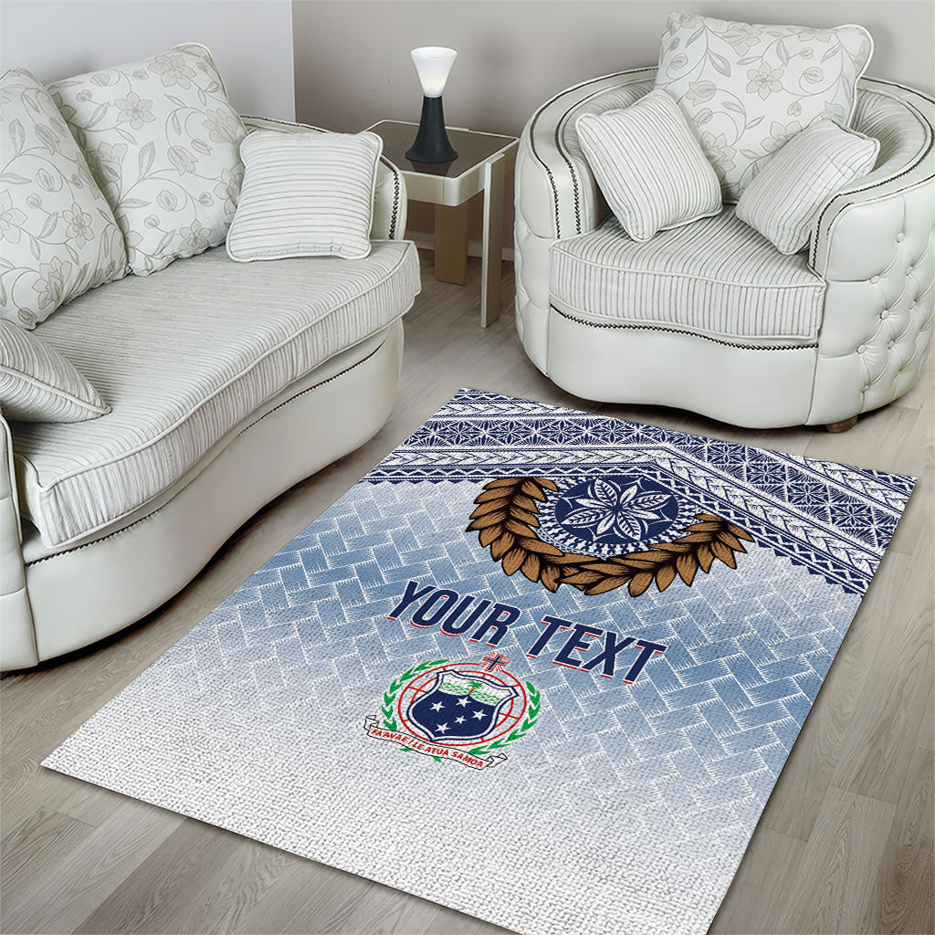 Manu Samoa Rugby Custom White Area Rug ʻIe Toga Pattern With Brown Ula fala LT7 - Polynesian Pride