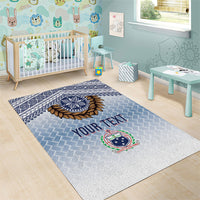 Manu Samoa Rugby Custom White Area Rug ʻIe Toga Pattern With Brown Ula fala LT7 - Polynesian Pride